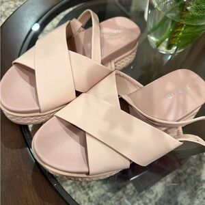 Torrid Blush Pink Crisscross Platform Sandals